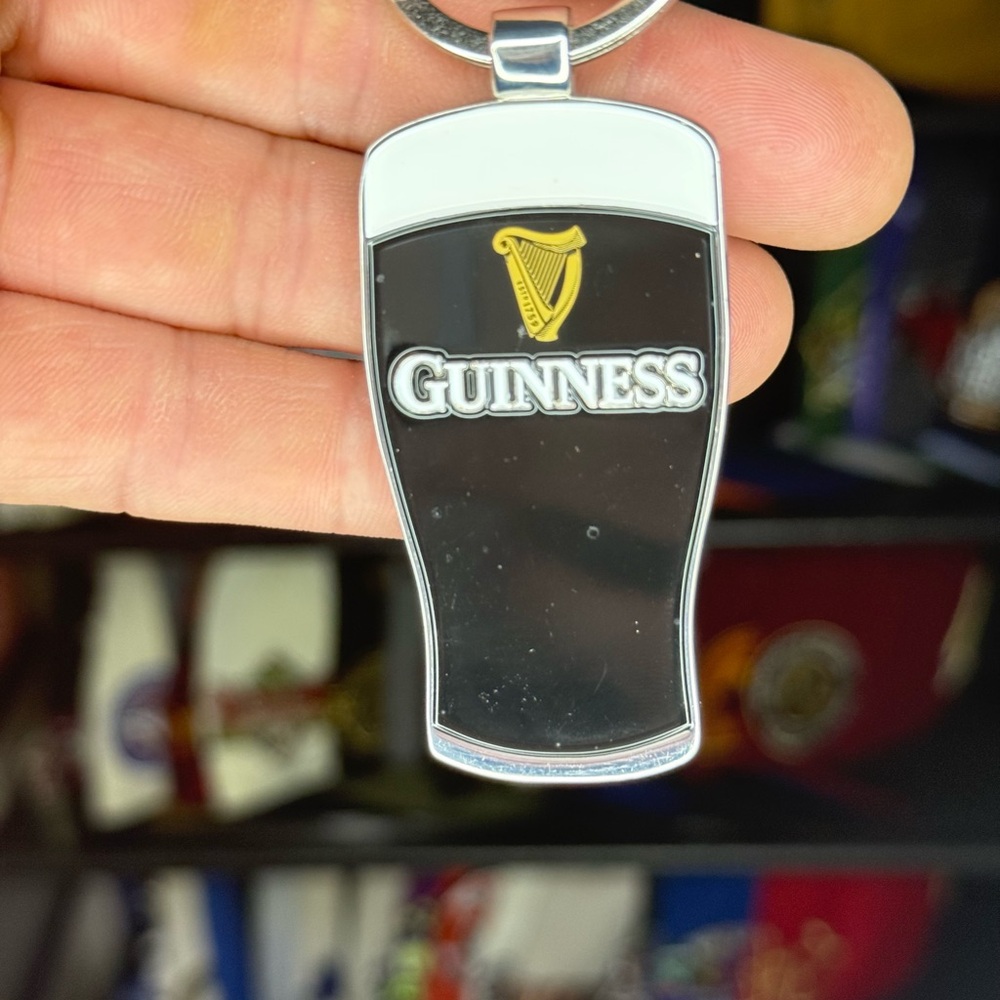 Guinness Black and Silver Keychain